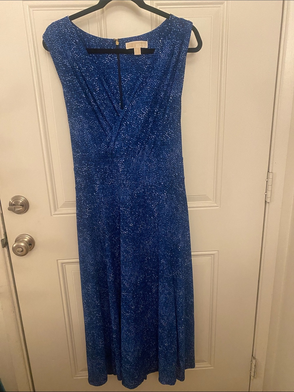 MICHAEL by Michael Kors Blue Sleeveless V-Neck Midi Dress